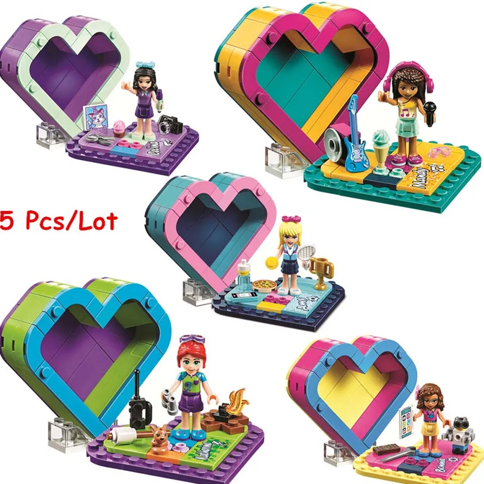 

5pcs/lot Emma’s Olivia’s Mia’s Heart Box Compatible legoinglys Friends girl Building Blocks Kit Bricks Classic Model Kids Toys