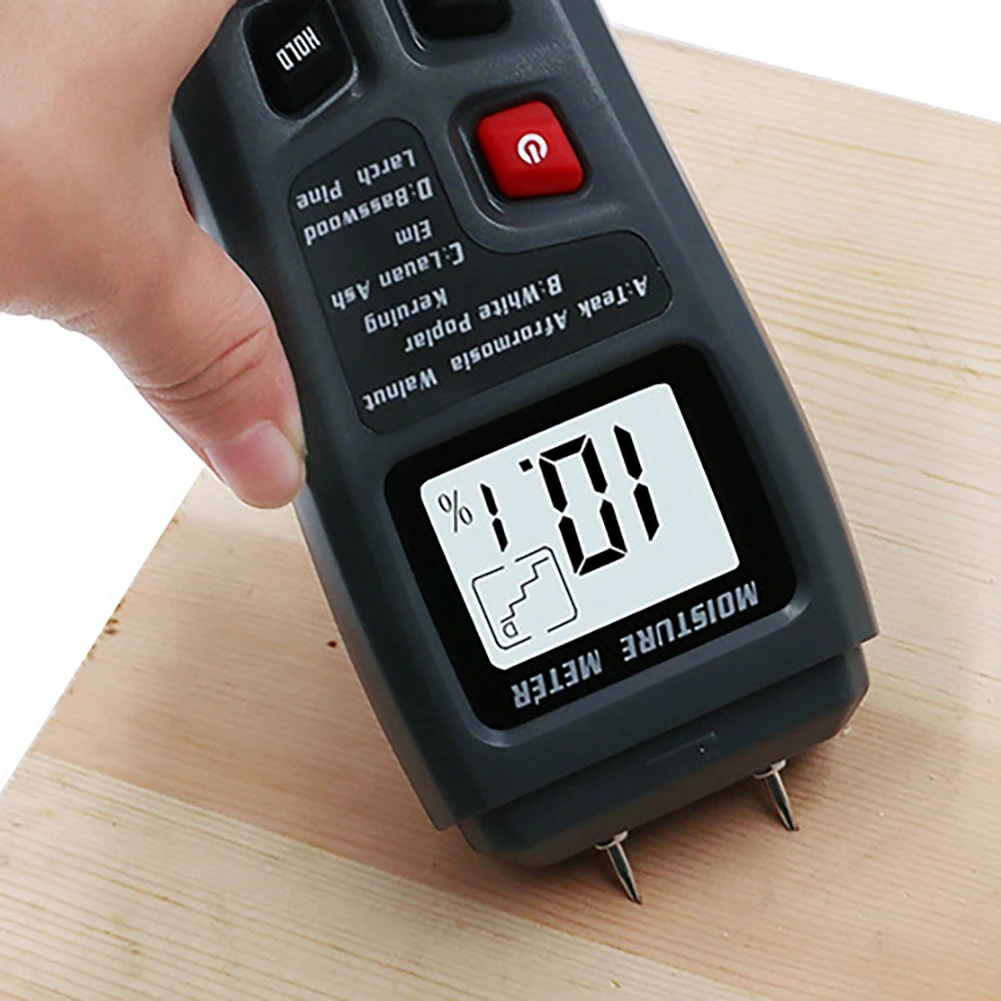 0-99.9% Two Pins Digital Wood Moisture Meter Wood Humidity Tester Hygrometer Timber Damp Detector Large LCD Display