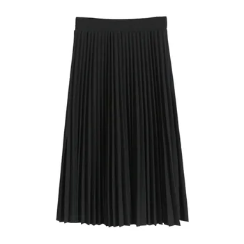 

Skirt Waist Solid Color Pleated Mid-Calf Summer Spring Lady Casual Empire Skirts