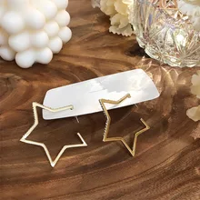 Новые минималистичные серьги-кольца с пентаграммой и кристаллами для женщин, золотые большие серьги с полой звездой для девушек, очаровательные подарочные украшения