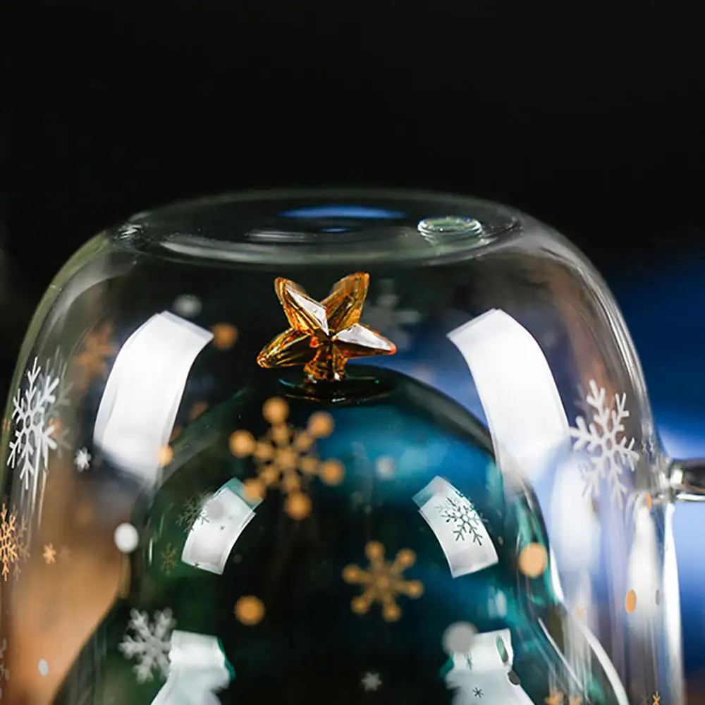 Креативная двухслойная стеклянная Рождественская елка звезда чашка для воды высокая температура кружка стеклянная Рождественская елка звезда желая чашка 300 мл LS* D