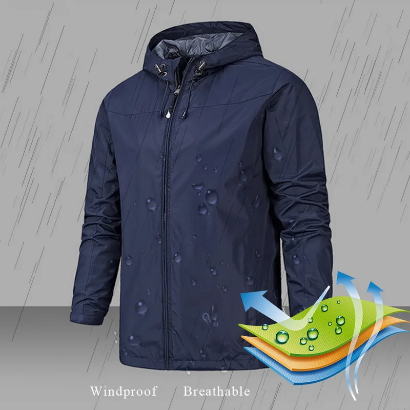 

Waterproof Hoodies Windbreaker Casual Zipper Jacket Breathable Jaqueta Masculino Outdoor Abrigo Hombre Slim Sport Hoody Coat