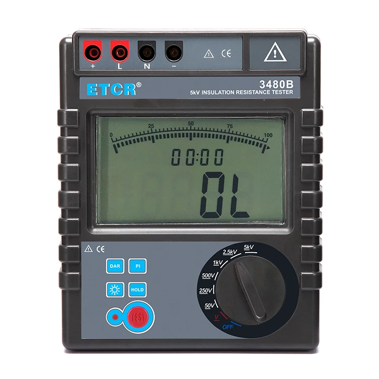 ETCR3480B 5000V, 0.1Mo~400Go, AC 0V-750V Insulation Resistance Tester