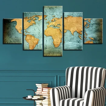 

Cross Stitch DIY Painting Retro World Map 5D Diamond Home Decor 5 Pcs Picture Abstract Embroidery Pattern Wall Full Round Drill