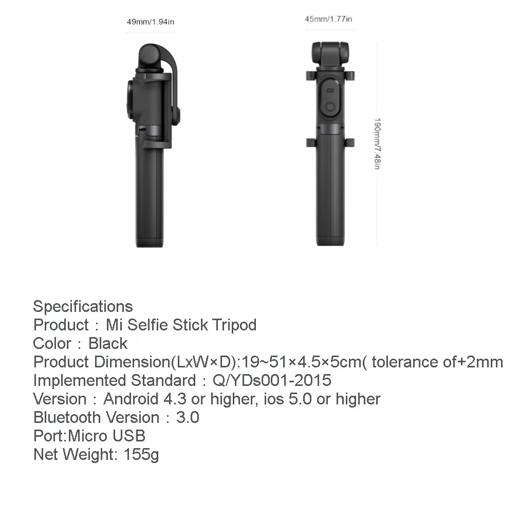 Оригинальная селфи-палка Xiaomi для телефона, Bluetooth, мини-штатив, селфи-Палка с беспроводным дистанционным затвором для iPhone, samsung, Android