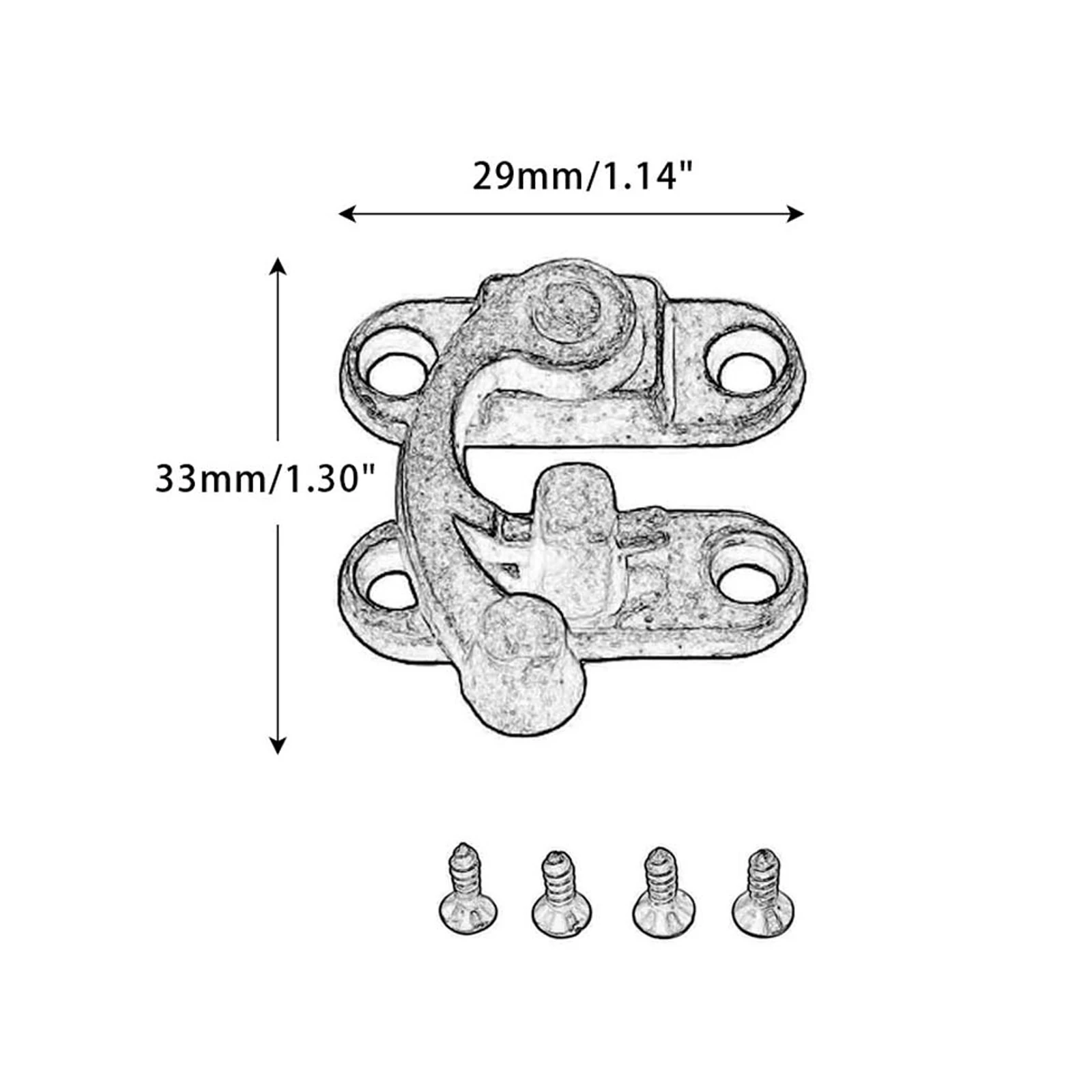 2pcs Antique Iron Padlock Latch Hasp Buckle Horn Catch Clasp Hook Lock For Mini Jewelry Box For Furniture Hardware 29*33mm