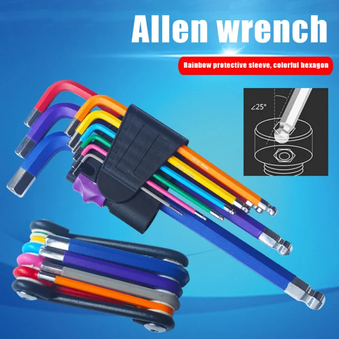 9pcs Allen Wrench Hex Key Set Folding Hex Key Wrench High Hardness Tool Set Car Repairs Tool WWO66