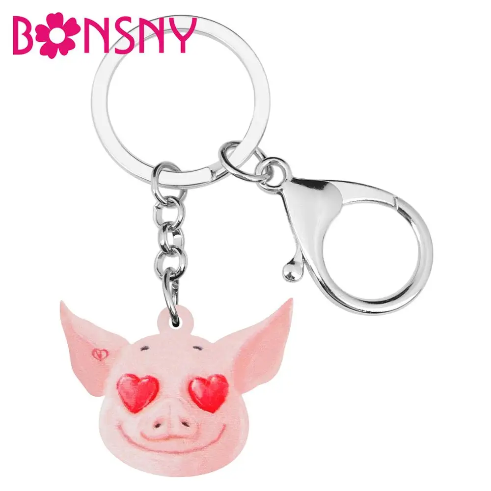 Акриловый брелок для ключей Bonsny с изображением головы поросенка на День святого