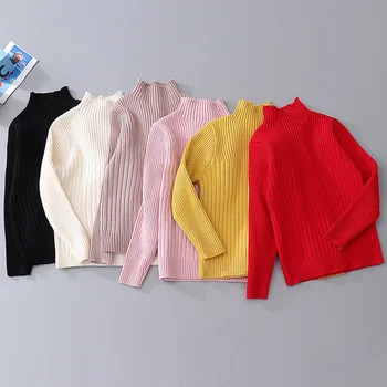 

Big Girls Sweater Children Knitted Pullover Autumn Winter Girls Clothes Solid Turtleneck Sweater For Girls 2-13T RT636