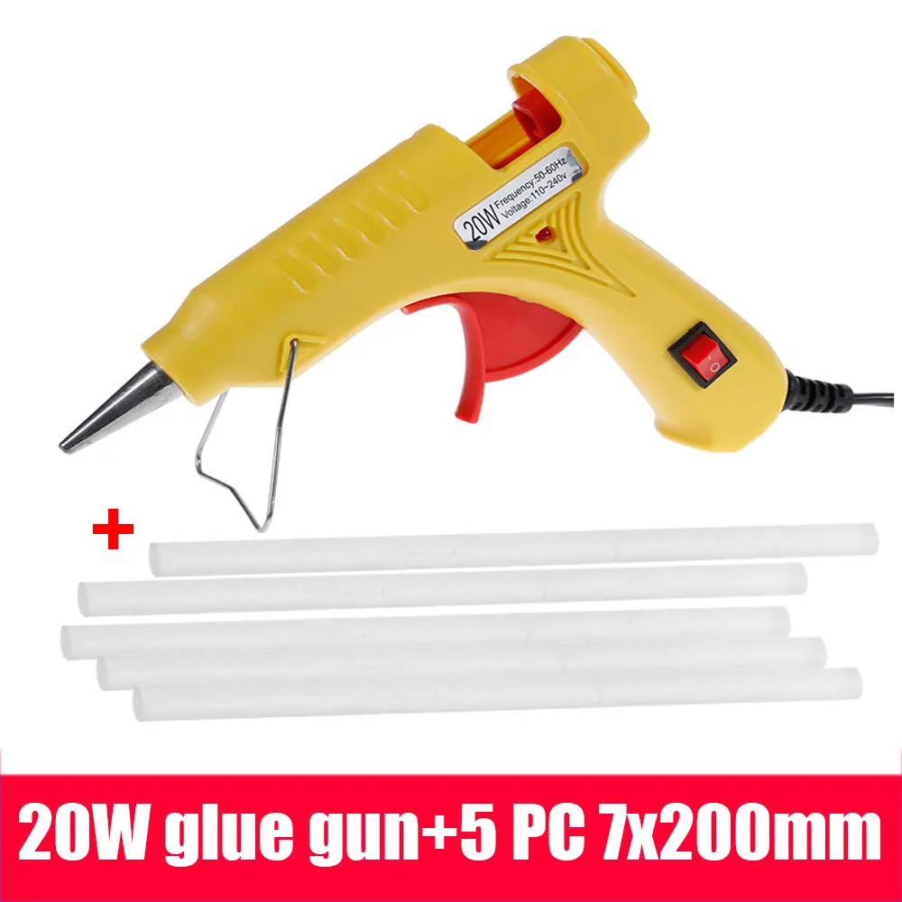 B add 5 glue sticks Vastar 20W 110 V-240 V горячего расплава клея пушка с 7 мм* 200 мм Клеевые стержни DIY термо мини клей пистолет ремонт тепловой инструмент - Цвет: B add 5 glue sticks