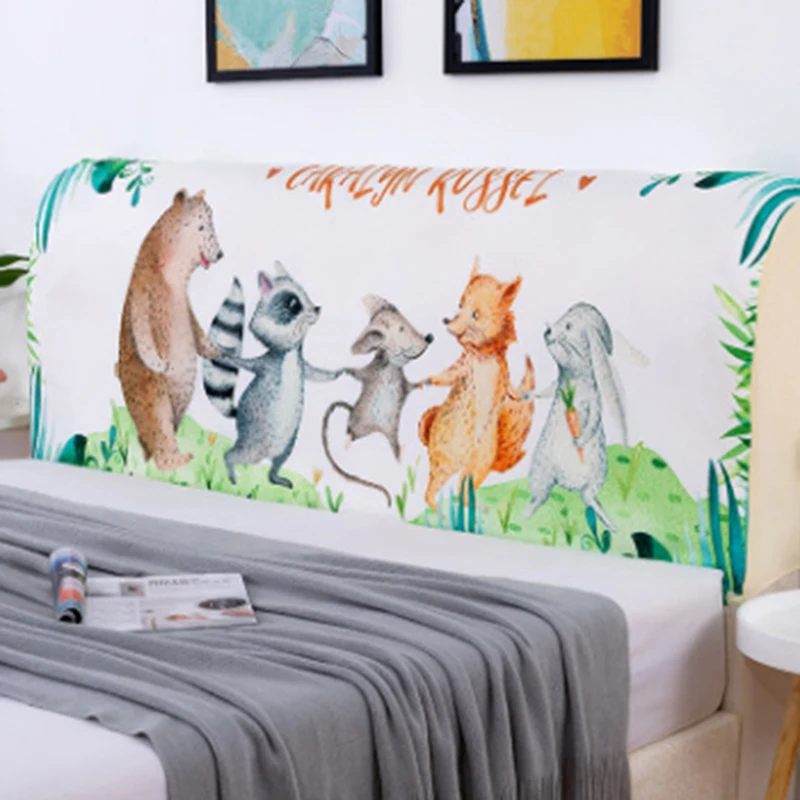 469923 Эластичная ткань все включено мультфильм печать прикроватные Чехлы спинки Чехлы кожаные кровати мягкие сумки чехол - Цвет: 469923