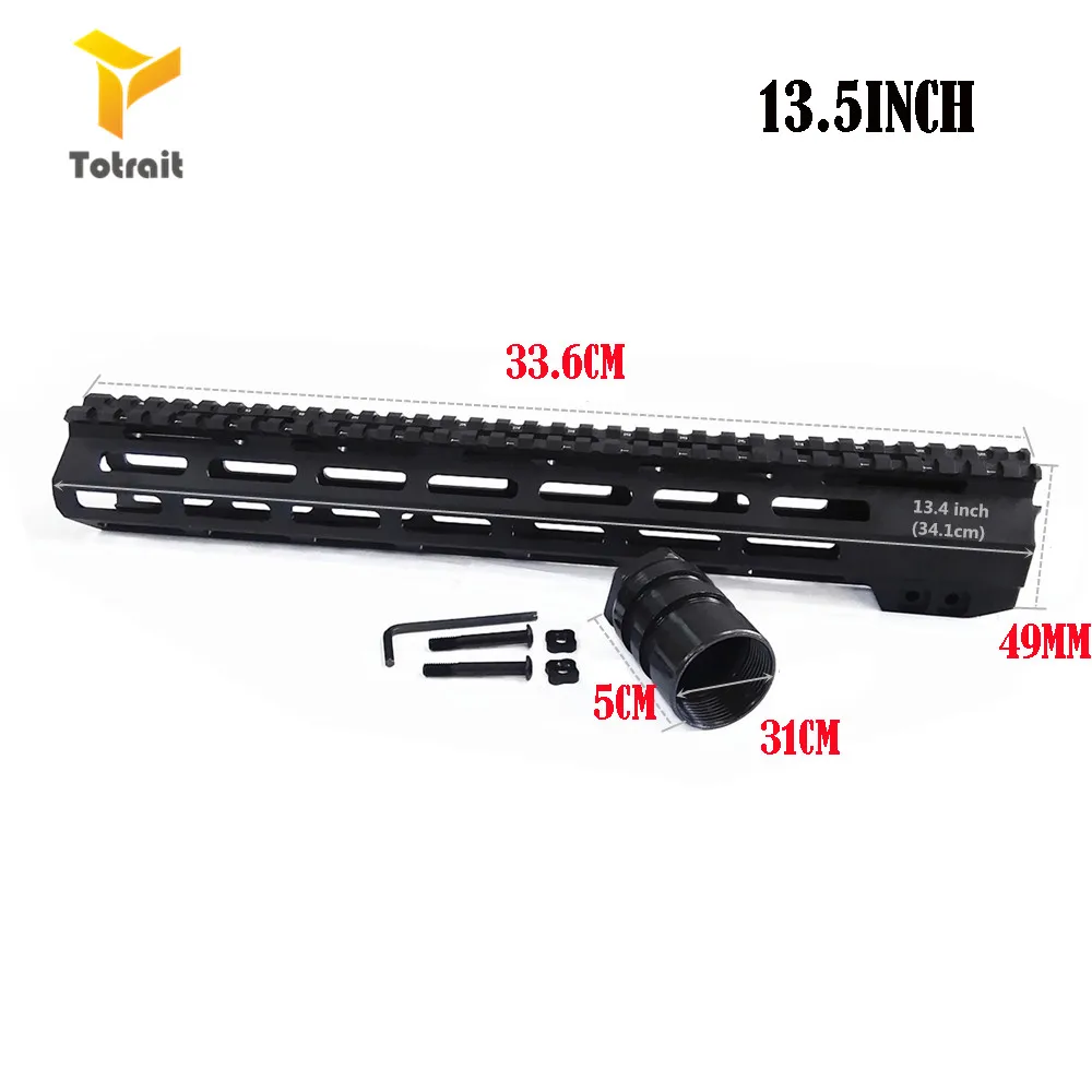 TOtrait tactical AR15 M4 Mlok 7/9/10/12/13,5/15/17/19/inch тонкий свободный поплавок Handguard прицел крепление со стальной гайкой черный - Цвет: 13.5  inch