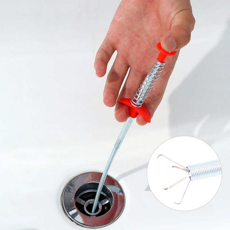 

90cm/160cm/200cm Drain Snake Spring Pipe Dredging Tool Drain Cleaner Stick Dredge Unblocker Drain Clog Cleaning Tool for Kitchen