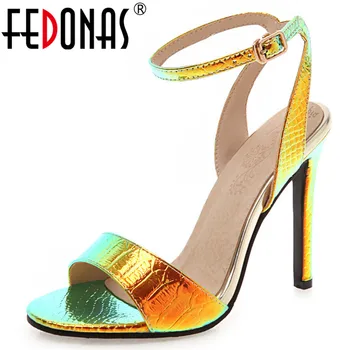 

FEDONAS BlingBling Women Sandals High Heels Summer Party Wedding Shoes Woman Classic Design Big Size Peep Toe Heels Sandals