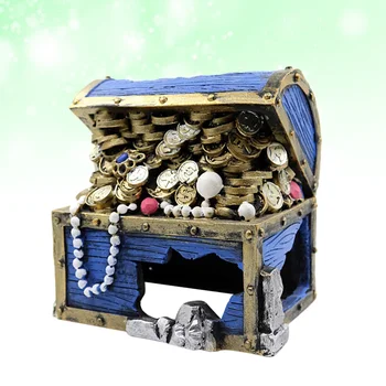 

1pc Hollow Treasure Chest Fake Unique Resin Fish Shelter for Shop Store