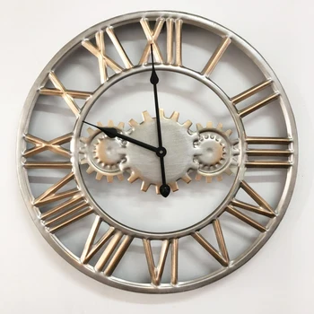 

Metal Wall Clock Modern Design Creative Roman Hanging Watch European Retro Style Iron Gear Wall Clocks Home Decor 45 cm