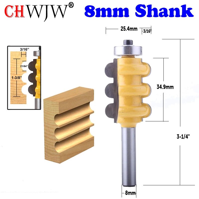 1pc 8mm Shank Triple Flute Molding Router Bit Line knife Woodworking cutter Tenon Cutter for Woodwo