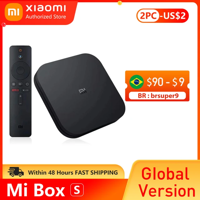 $56 Global Version Xiaomi Mi TV Box S 4K Ultra HD Android TV 9.0 HDR 2GB 8GB WiFi Google Cast Netflix Smart Mi Box S Media Player