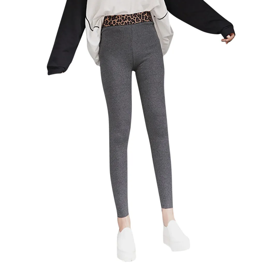 Серый High Elastic Women Leggings Autumn Winter Large Size Slim Stretch pants Leopard Leggings leggins mujer - Цвет: Серый