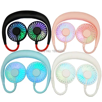 

50pcs/lot Portable Hanging Neck Small Fan Sports Travel Lazy Folding Charging Usb Rechargeable Mini Fan