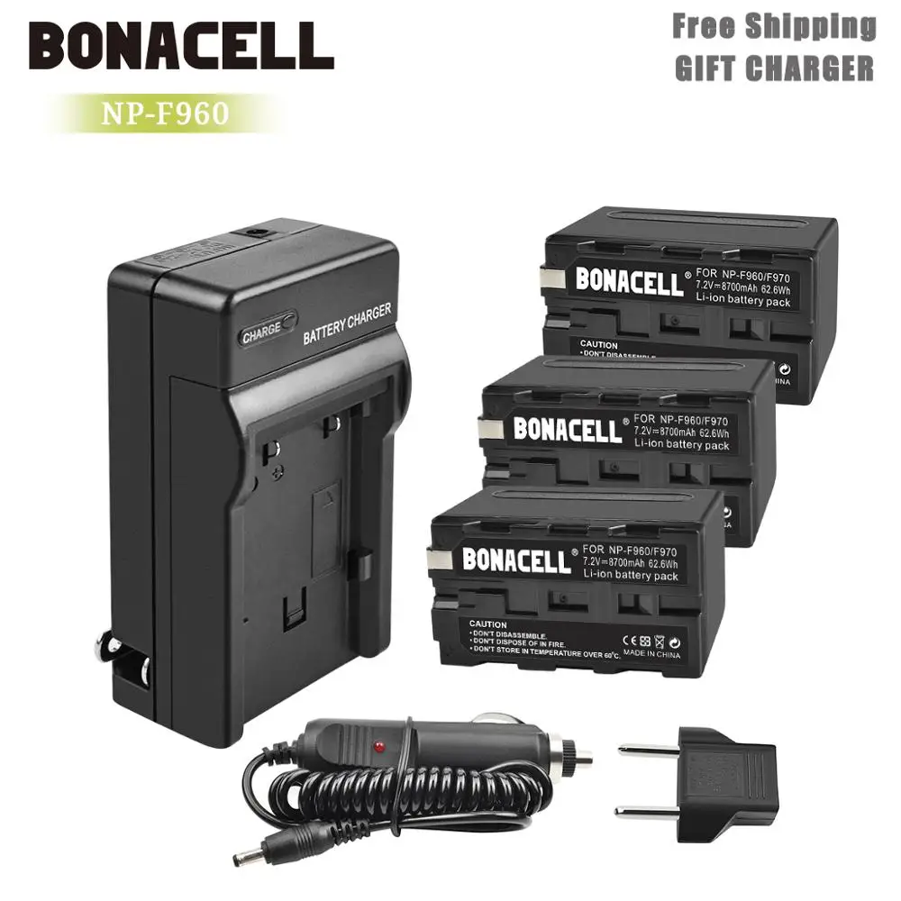Bonacell 7,2 V 8700mAh батареи+ Зарядное устройство для sony NP-F975 NP-F970 NP-F960 NP-F950 NP-F770 NEX-FS100U NEX-FS700U DCR-SC100 L50