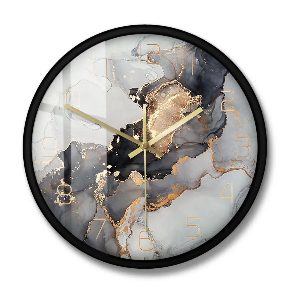 Abstract Ink Printed Wall Clock Modern Art Marble Texture Silent Quartz Clock Watercolor Painting Home Decor Wall Watch Just6F