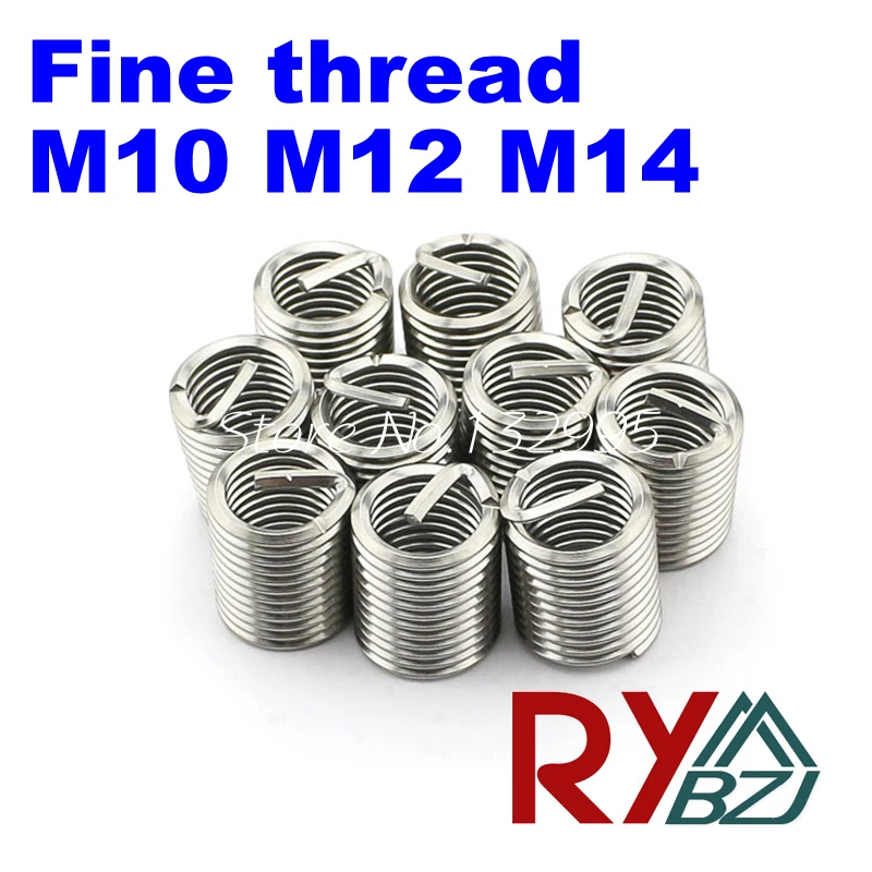 50pcs/lot Fine thread Wire Thread Insert M10 M12 M14*1D 1.5D 2D 2.5D 3D Screw Bushing/Thread Repair/DIN8140/Stainless Steel