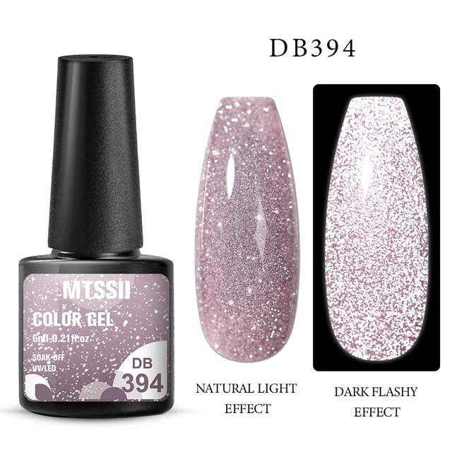 Mtssii Reflective Glitter Gel Nail Polish 6ml Sparkling Auroras Laser Nail Gel Nail Art Varnish Semi Permanent Top Base Gel Q16560 Reflective