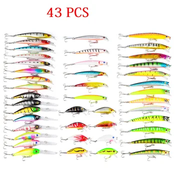 

Vissen 43PCS lure Bait Fishing Lure Multiple Specifications Artificial Mini Plastic Hard Bait Bait Set Fishing Tackle
