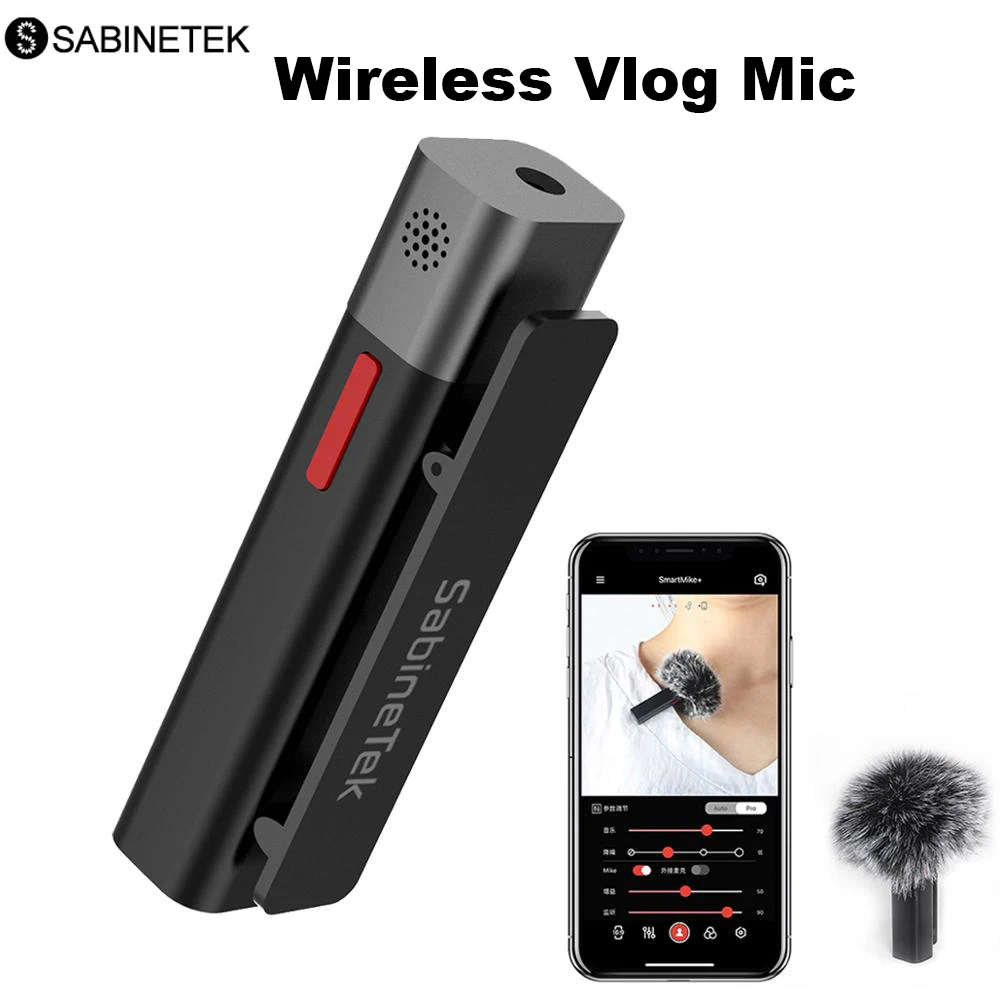 Беспроводной Bluetooth Vlog радиомикрофон SABINETEK SmartMike + микрофон в режиме реального