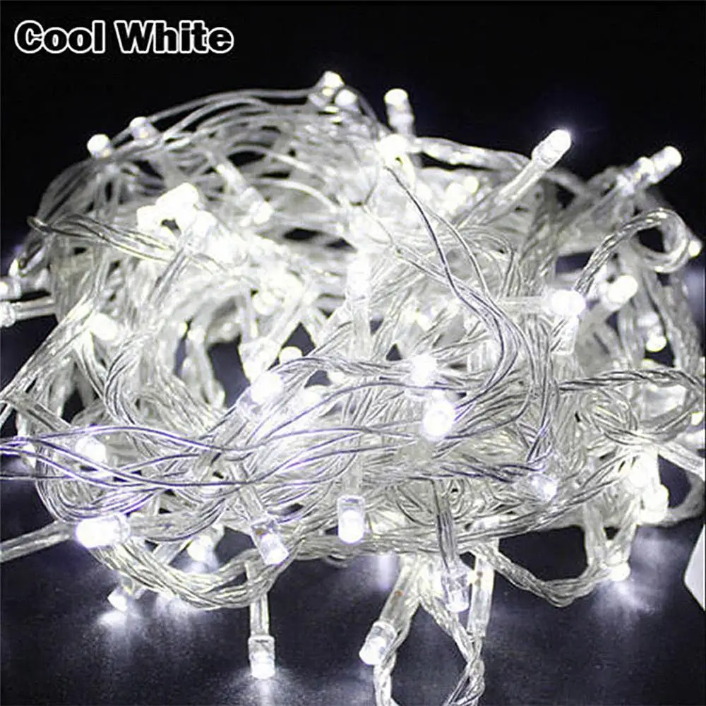 Холодный белый 10 м 100LED Рождественская гирлянда свет открытый звездное небо декоративная лампа Свадебная вечеринка сказочная гирлянда свет гибкий канат - Испускаемый цвет: Холодный белый