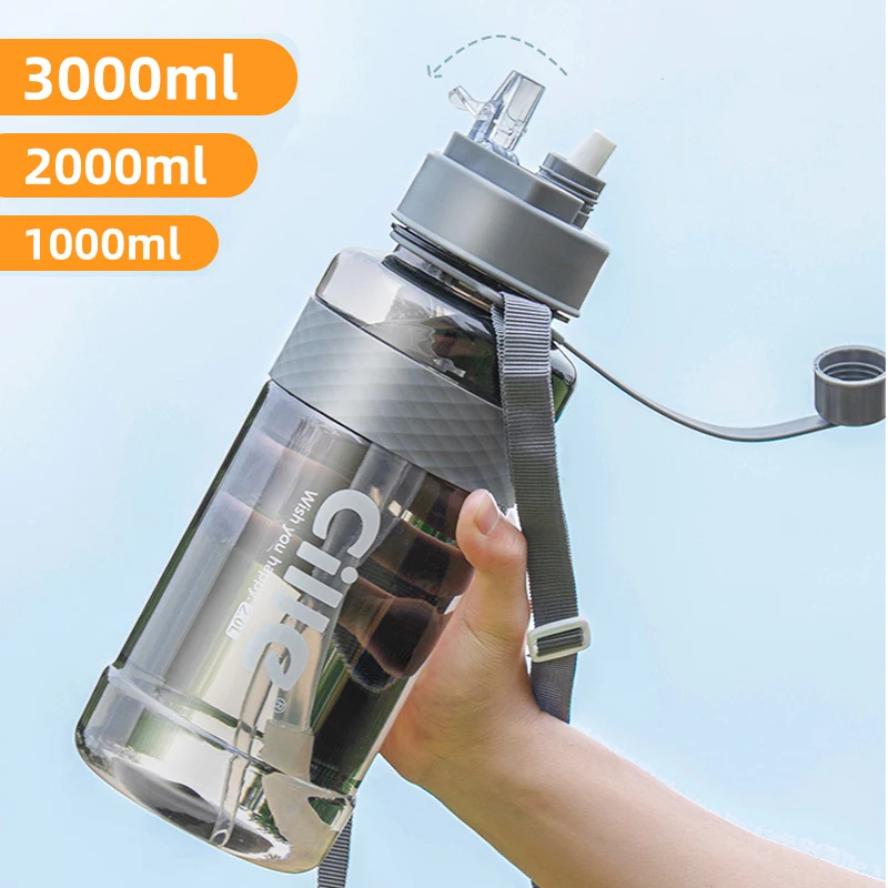 Бренд 1000 мл 2000 Спортивная бутылка для питьевой воды с соломой BPA бесплатная