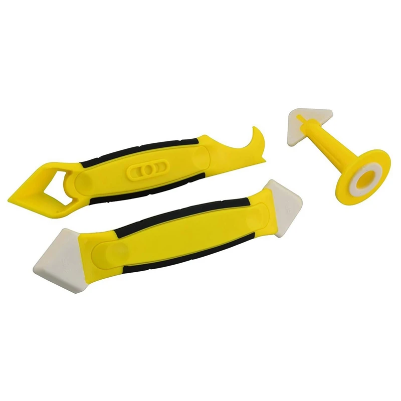 

3 Pieces Caulking Tool Kit,Yellow Silicone Sealant Finishing And Replace Removal Tool With A Caulk Nozzle