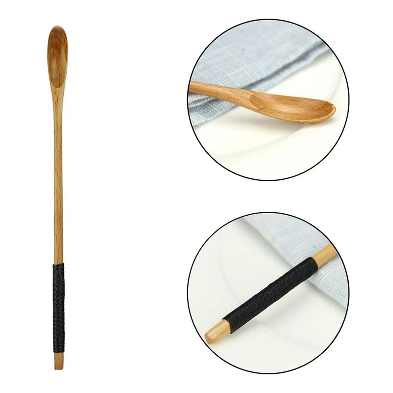 10 Pieces of Soup Spoon Natural Beech Wood Long Handle Drink Spoons Cocktail Household Items and Swizzle Stricks