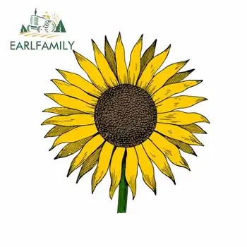 

EARLFAMILY 13cm x 12.1cm for Sunflower Yellow Cute Colorful Flower Car Stickers and Decals Vinyl Car Sticker 3D Custom Printing