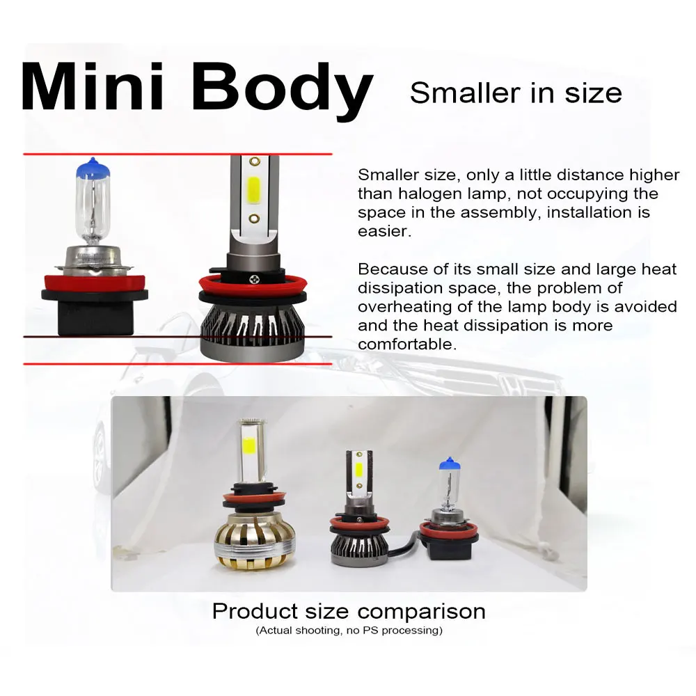 H7 светодиодный мини фара H4 H1 H11 H8 H9 9005 HB3 9006 HB4 9012 9003 COB чип авто фары лампы комплект аксессуары для автомобиля 36W 6000K