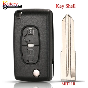

Kutery 10pcs/Lot Folding Car Key Shell For Peugeot 4007 For Citroen C4 2Buttons With MIT11R Blade Remote Key Case Fob Cover