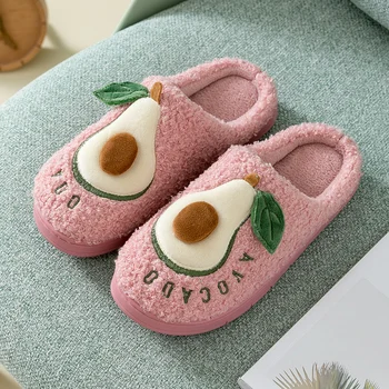 

Tzldn women's winter indoor thermal flat shoes Teddy cotton slippers home bedroom simple household cotton soft soled slippers