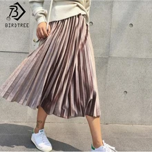 Новинка осени Для женщин плотная плиссированная юбка элегантная Высокая Талия на резинке средней длины юбка в стиле преппи B98002K