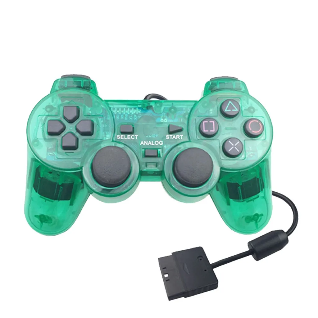 Беспроводной геймпад для sony PS2 контроллер для Dualshock 2 для playston2 консоль джойстик Bluetooth Джойстик прозрачный - Цвет: Green