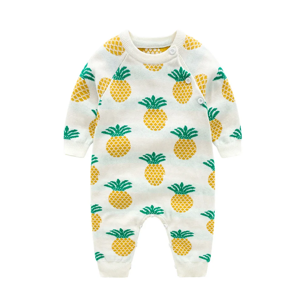 

Factory Direct Selling Fruit Pattern Yarn Knitted Ha Onesie Infant Pure Cotton BABY'S FIRST Month out Clothes Crawling Clothes B
