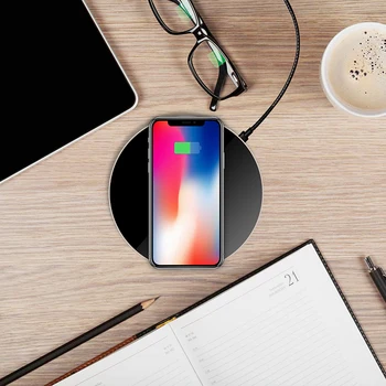

Wireless Basic Charger 10W Round Metal Mobile Phone Wireless Charger USB IQ Charging Transmitter LHB99