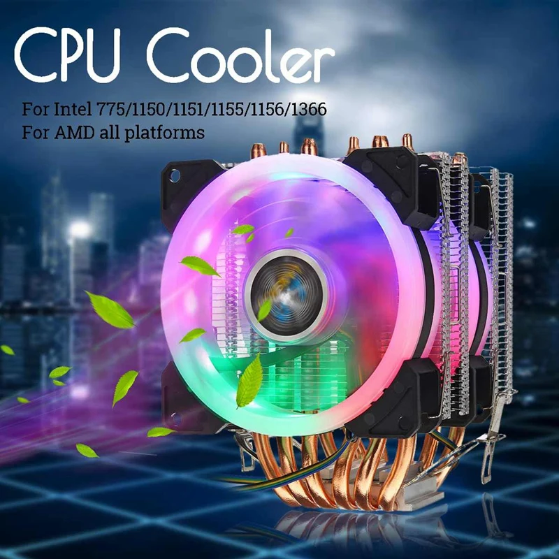 6 нет процессорный кулер вентилятор 3 линии Rgb светодиодный охлаждения тихий Cooler