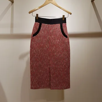 

Law Single 2020 Summer Contrast Color Split Half Body Skirt Small Xiangfeng Bag Hip Skirt Lady Women's Wear Medium Length