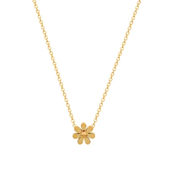 

Classical Daisy Flower Necklace Gift for Women's Rose Gold Plated Titanium Steel Necklace Short Chain HCL26