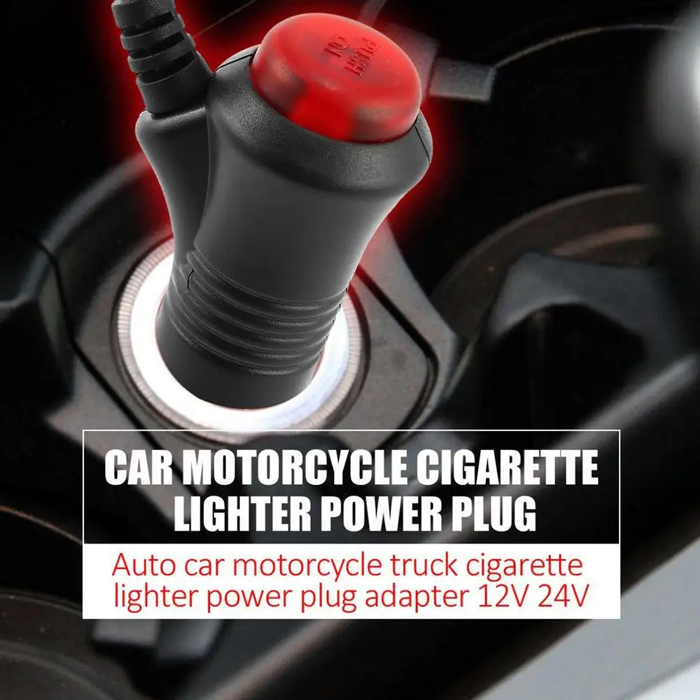 

New 12V 24V Male Auto Car Motorcycle Cigarette Lighter Socket Plug Connector On Off Switch 1.5m Universal Connector Switch