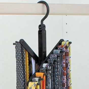 Ties Organiser Hanging Rack 360 Degree Rotating 20 Tie & Neck Ties Rack Organizer Belt Scarves Non-slip Holder Hanger 2