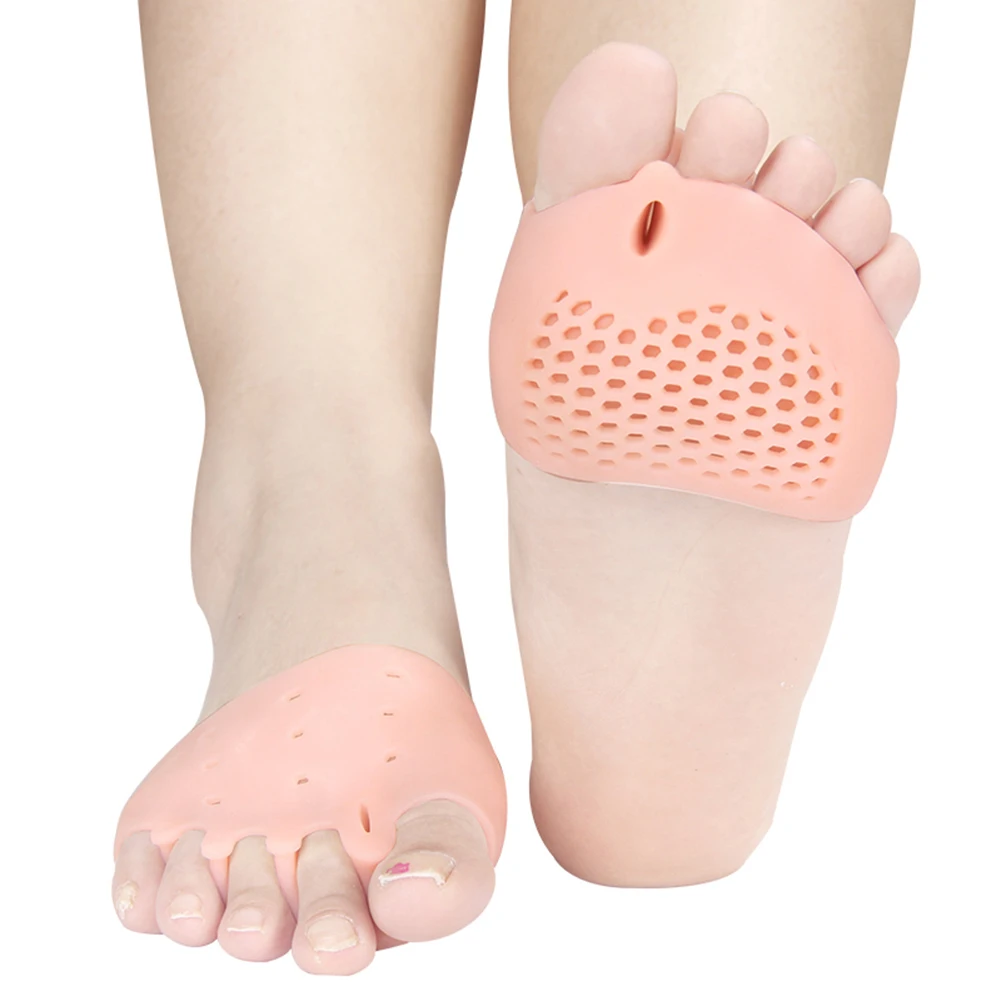 1 Pair Silicone Forefoot Pad Foot Reusable Pain Relief Breathable for Women Men BB55 - Цвет: Красный