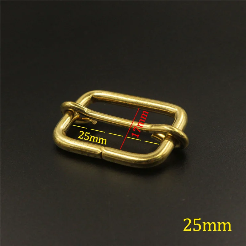 Brass Tri-glides Bar Buckle Slider Sliding Center Bar Strap Adjuster Buckle for Leather Craft Bag Shoulder Belt Strap Webbing - Цвет: 25mm