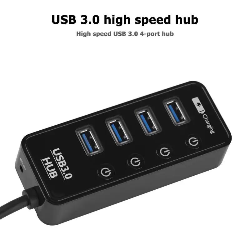 4 Порты USB 3,0 HUB+ 1 взаимный обмен данными между компьютером и периферийными устройствами смартфон зарядное Порты и разъёмы 5 Гбит/с, высокая Скорость USB 3,0 концентратор Питание адаптер для WIN XP/7/8/10, Linux